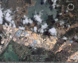 Batam Centre in 2011, as viewed with Google Earth.